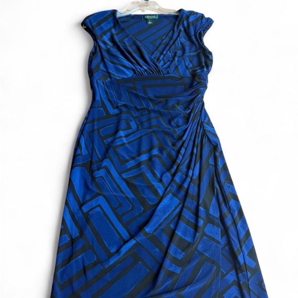 Ralph Lauren Dresses & Skirts - Ralph Lauren Blue and Black Geometric Midi Dress